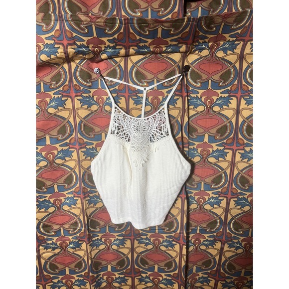 Mudd Tops - Mudd Women's White Crochet Racerback Tank Top Sleeveless Casual‎ Summer